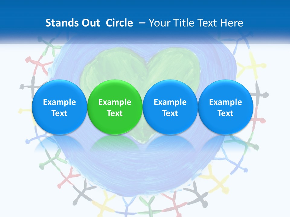 A Green Heart On A Blue Circle With People Around It PowerPoint Template