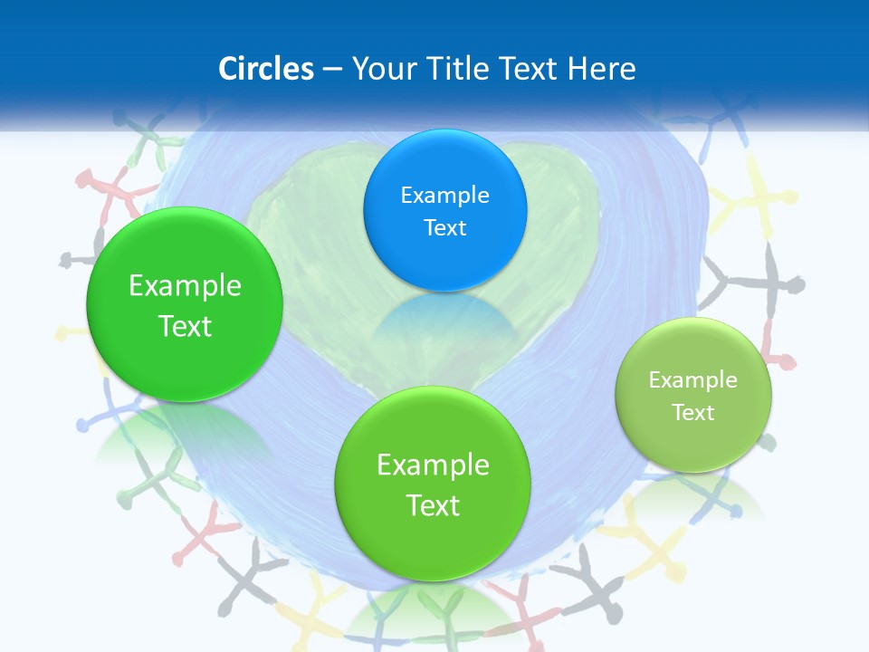 A Green Heart On A Blue Circle With People Around It PowerPoint Template