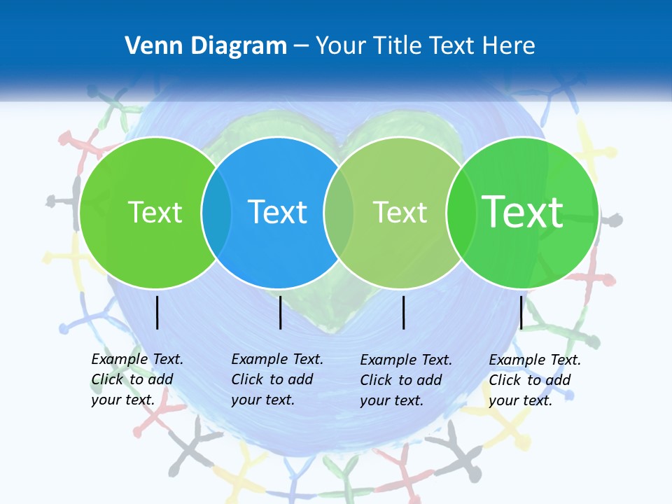 A Green Heart On A Blue Circle With People Around It PowerPoint Template