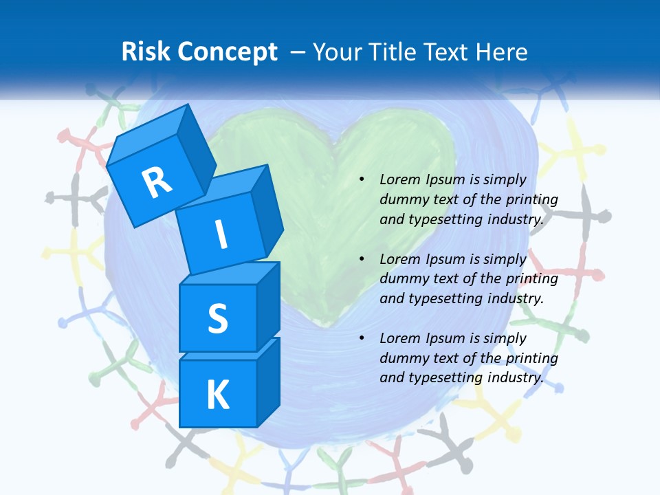 A Green Heart On A Blue Circle With People Around It PowerPoint Template