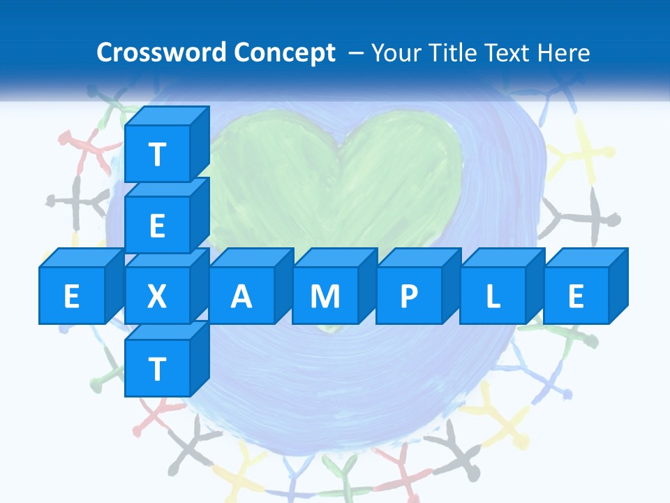 A Green Heart On A Blue Circle With People Around It PowerPoint Template