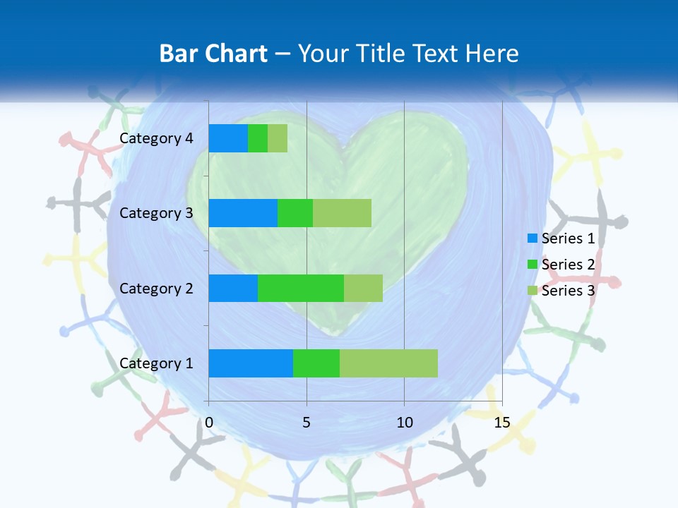 A Green Heart On A Blue Circle With People Around It PowerPoint Template