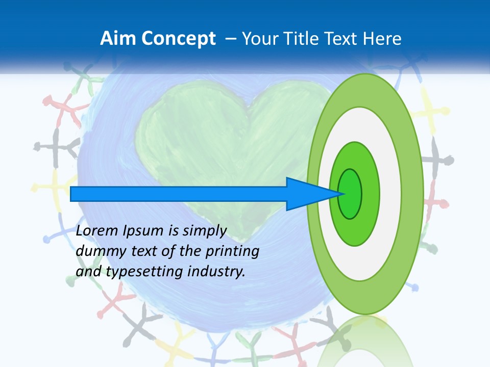 A Green Heart On A Blue Circle With People Around It PowerPoint Template