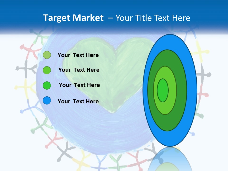 A Green Heart On A Blue Circle With People Around It PowerPoint Template