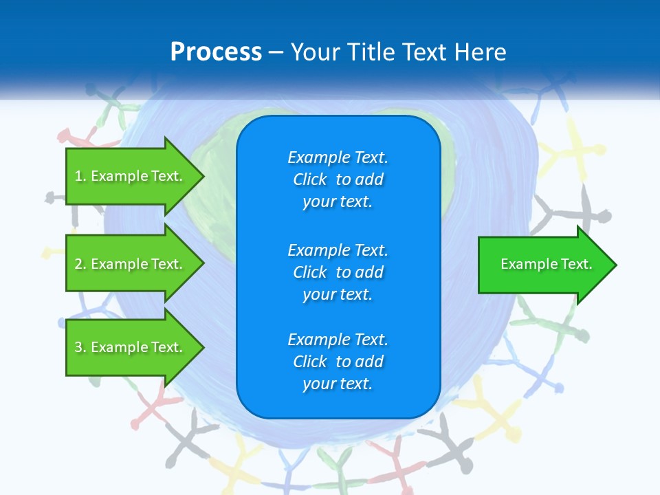 A Green Heart On A Blue Circle With People Around It PowerPoint Template