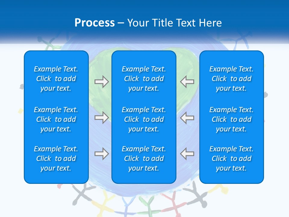 A Green Heart On A Blue Circle With People Around It PowerPoint Template