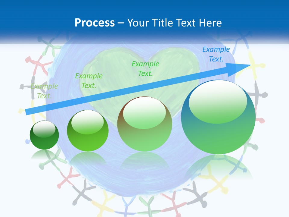 A Green Heart On A Blue Circle With People Around It PowerPoint Template