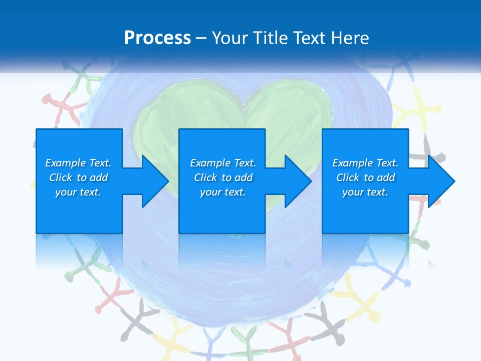 A Green Heart On A Blue Circle With People Around It PowerPoint Template