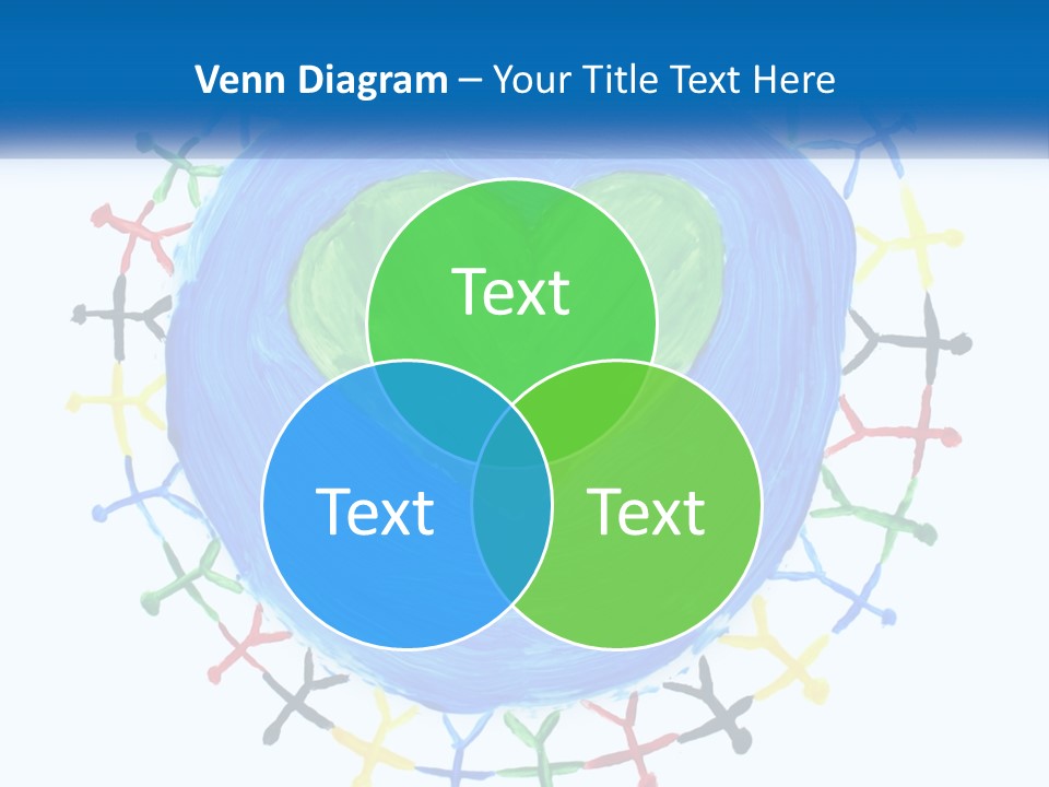 A Green Heart On A Blue Circle With People Around It PowerPoint Template