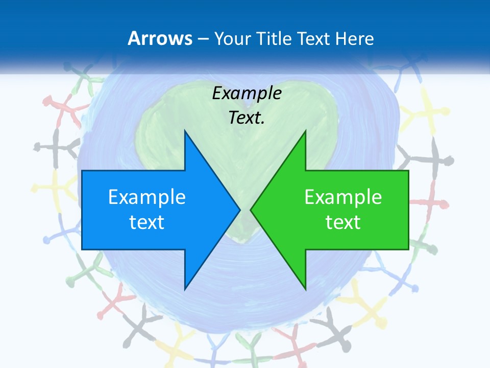A Green Heart On A Blue Circle With People Around It PowerPoint Template