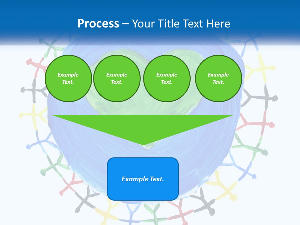 A Green Heart On A Blue Circle With People Around It PowerPoint Template