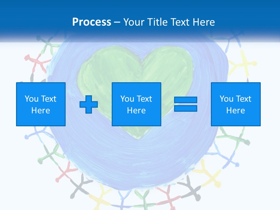 A Green Heart On A Blue Circle With People Around It PowerPoint Template