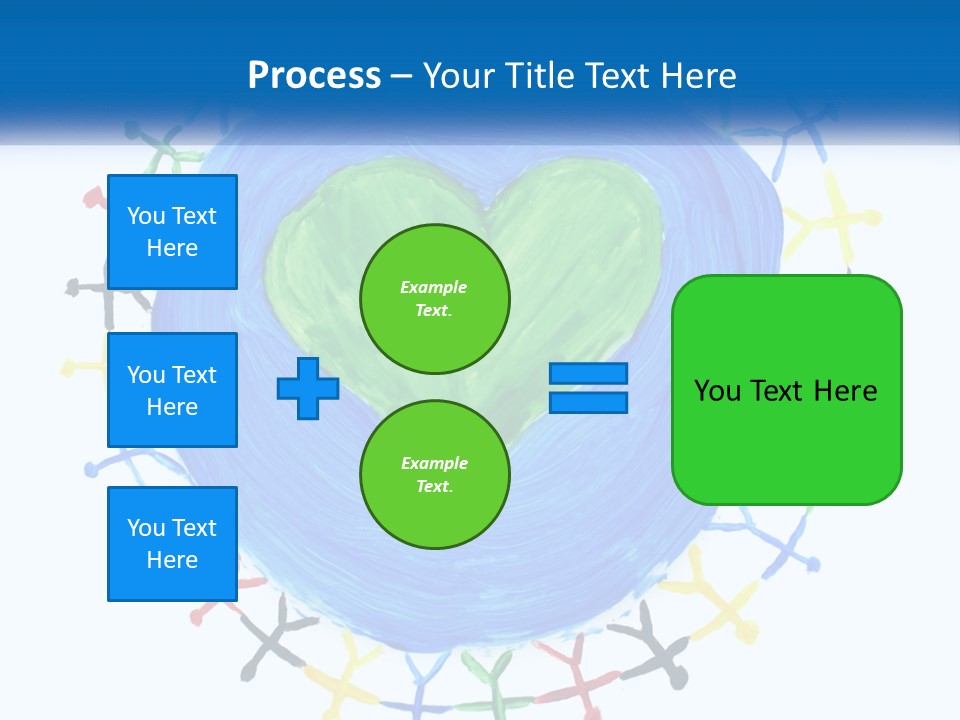 A Green Heart On A Blue Circle With People Around It PowerPoint Template