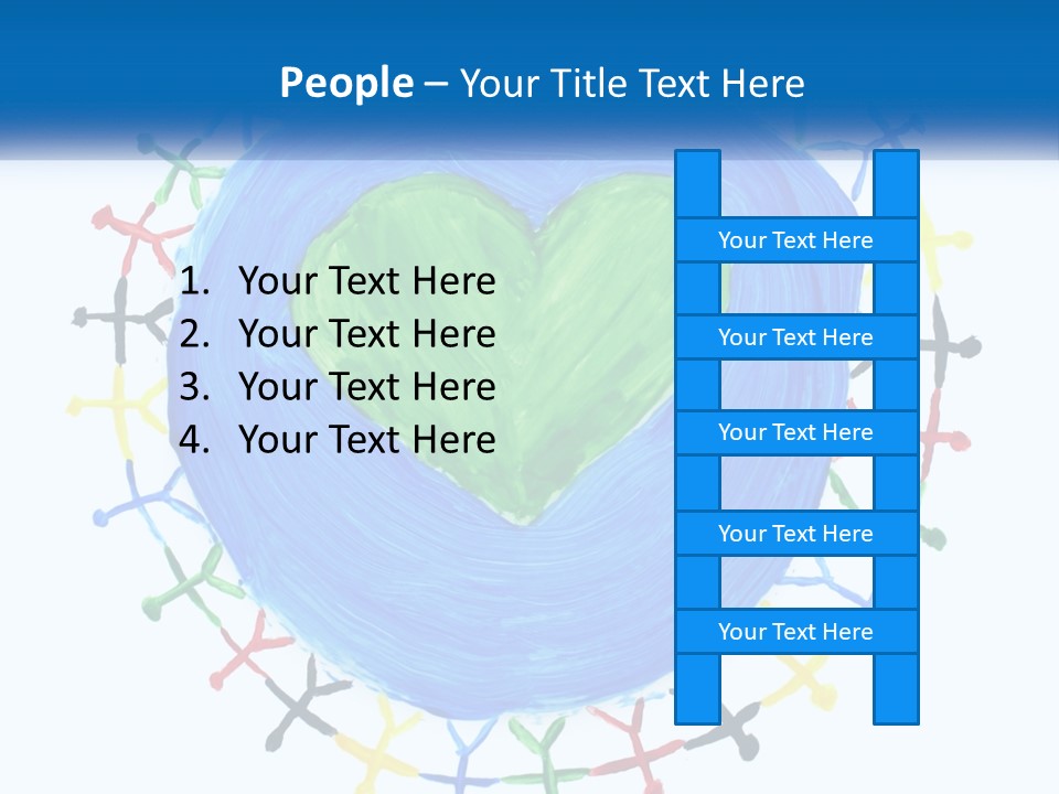 A Green Heart On A Blue Circle With People Around It PowerPoint Template