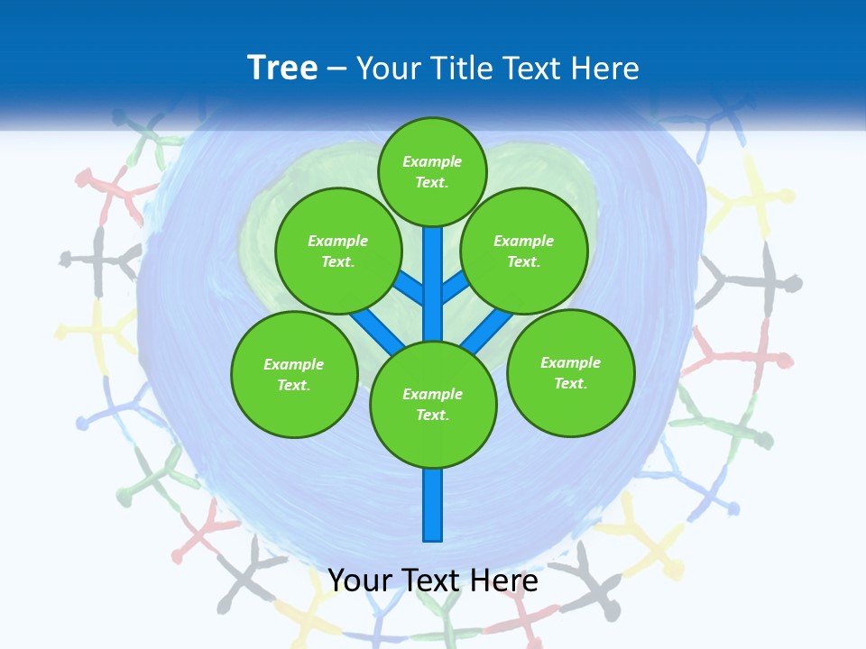A Green Heart On A Blue Circle With People Around It PowerPoint Template