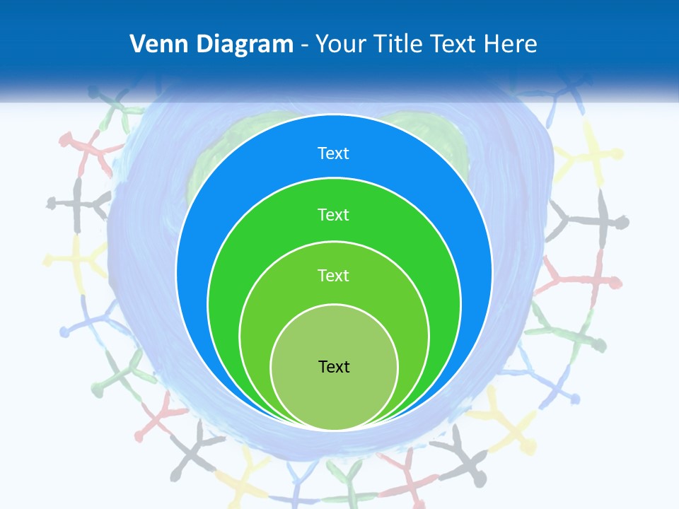 A Green Heart On A Blue Circle With People Around It PowerPoint Template