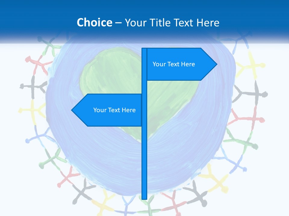 A Green Heart On A Blue Circle With People Around It PowerPoint Template