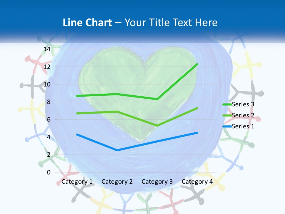 A Green Heart On A Blue Circle With People Around It PowerPoint Template