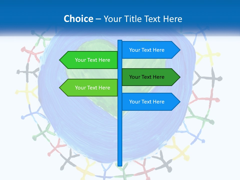 A Green Heart On A Blue Circle With People Around It PowerPoint Template