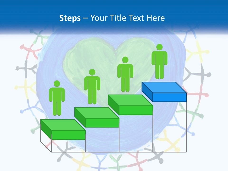 A Green Heart On A Blue Circle With People Around It PowerPoint Template