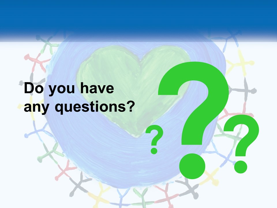 A Green Heart On A Blue Circle With People Around It PowerPoint Template
