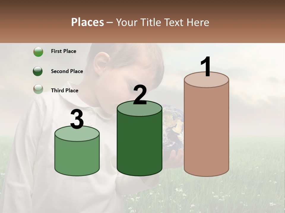 A Young Boy Holding A Globe In His Hands PowerPoint Template