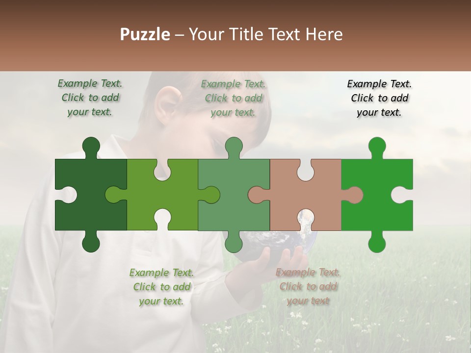 A Young Boy Holding A Globe In His Hands PowerPoint Template