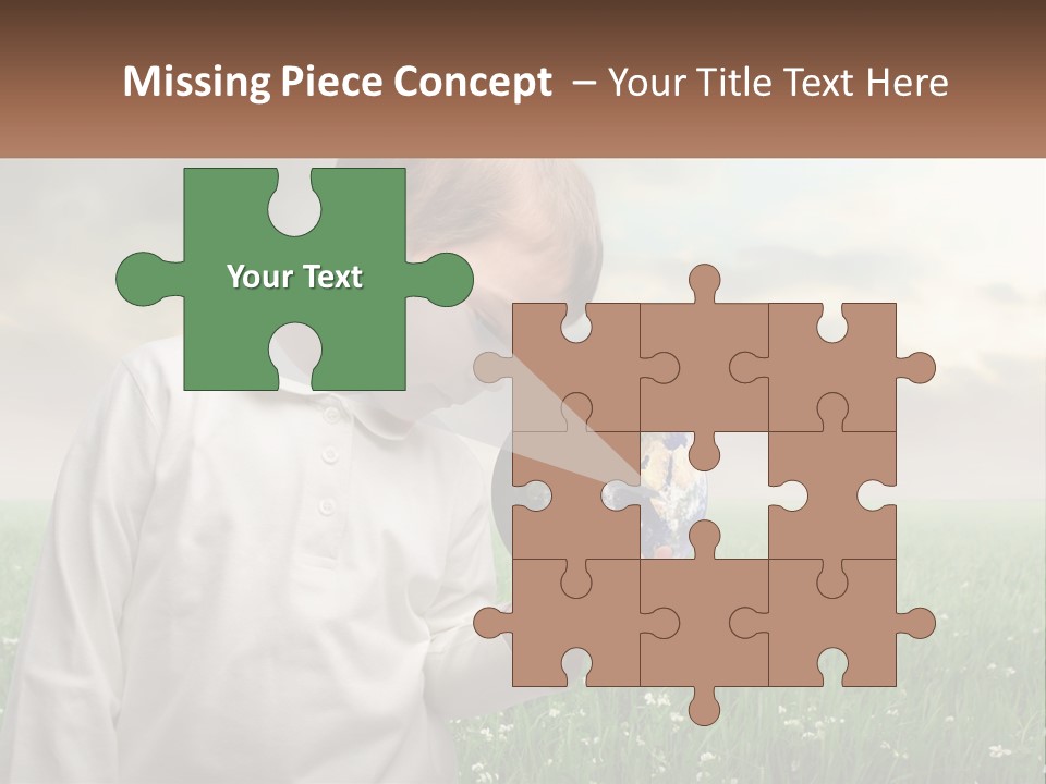 A Young Boy Holding A Globe In His Hands PowerPoint Template