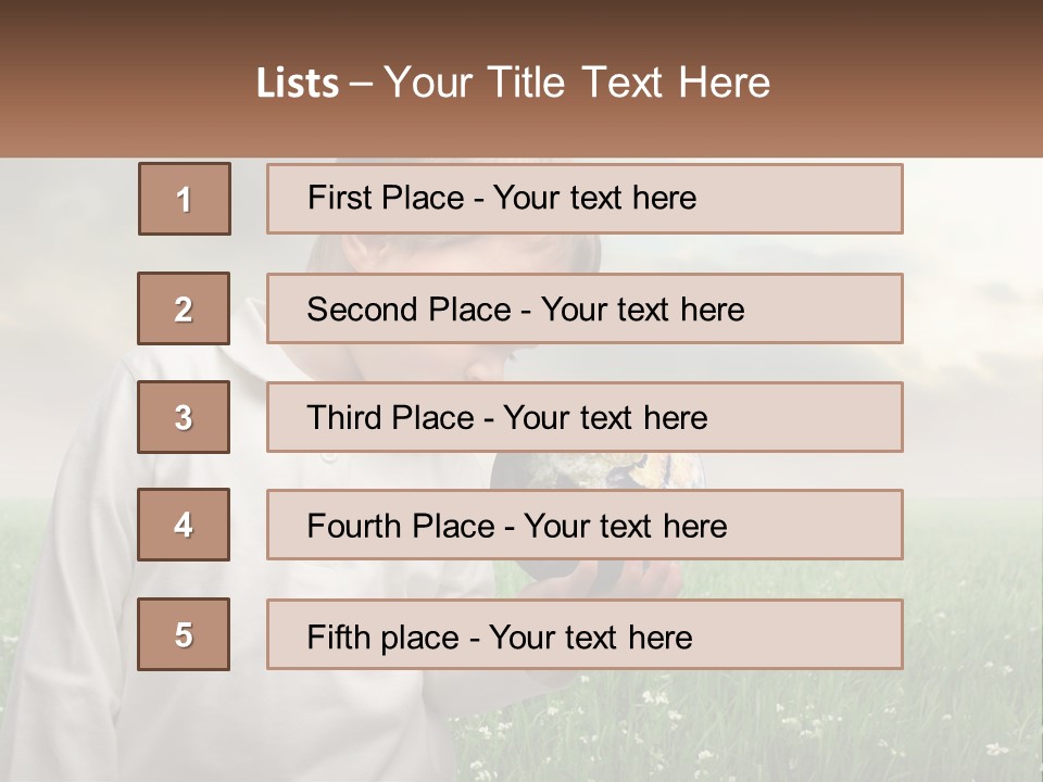 A Young Boy Holding A Globe In His Hands PowerPoint Template