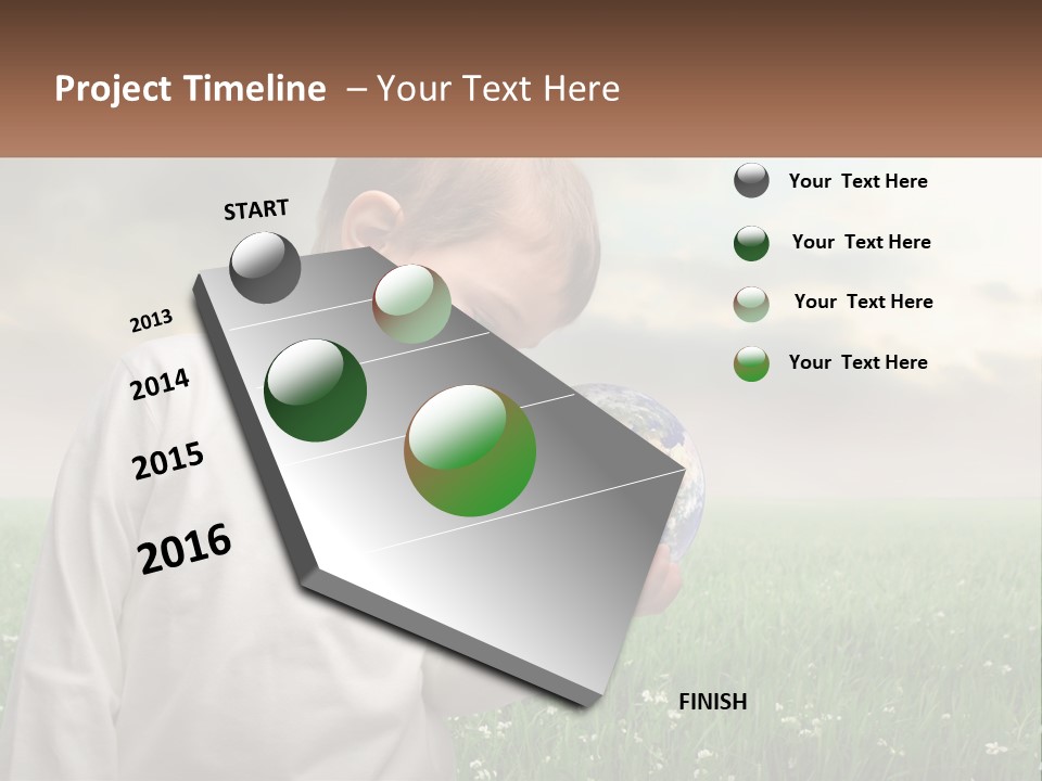 A Young Boy Holding A Globe In His Hands PowerPoint Template