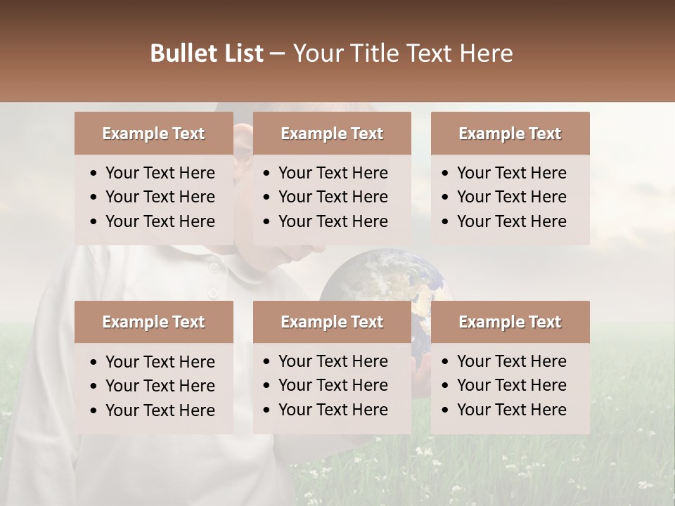 A Young Boy Holding A Globe In His Hands PowerPoint Template