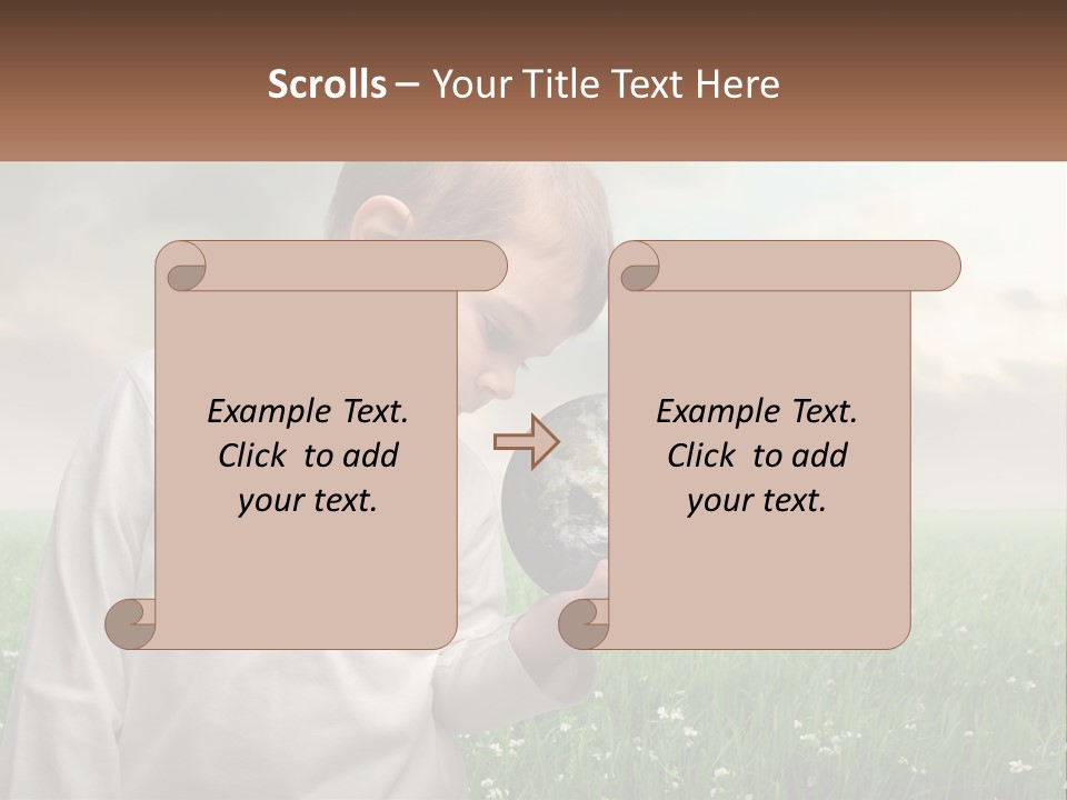 A Young Boy Holding A Globe In His Hands PowerPoint Template