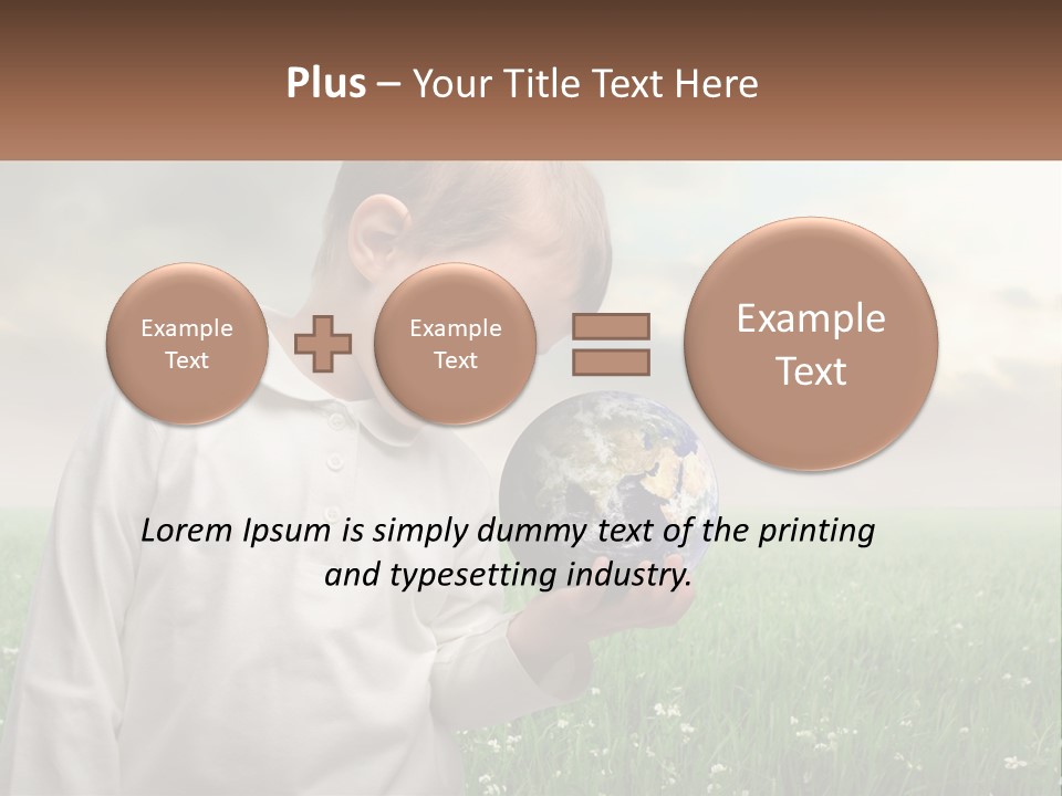 A Young Boy Holding A Globe In His Hands PowerPoint Template