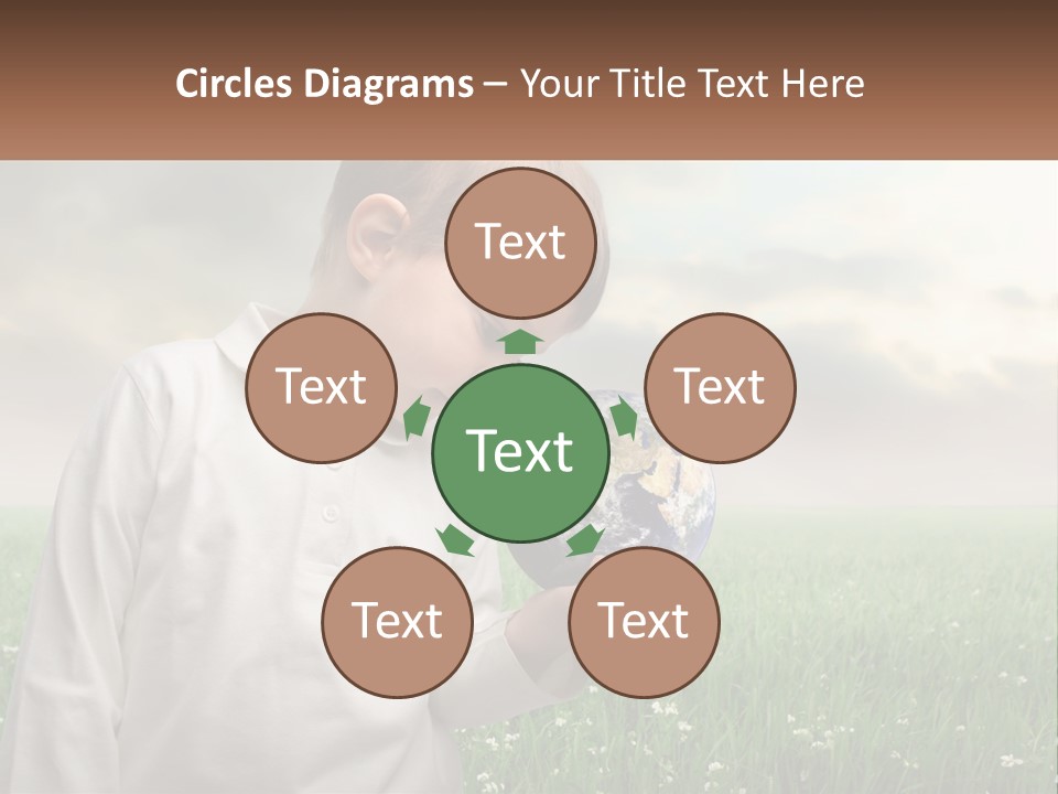 A Young Boy Holding A Globe In His Hands PowerPoint Template