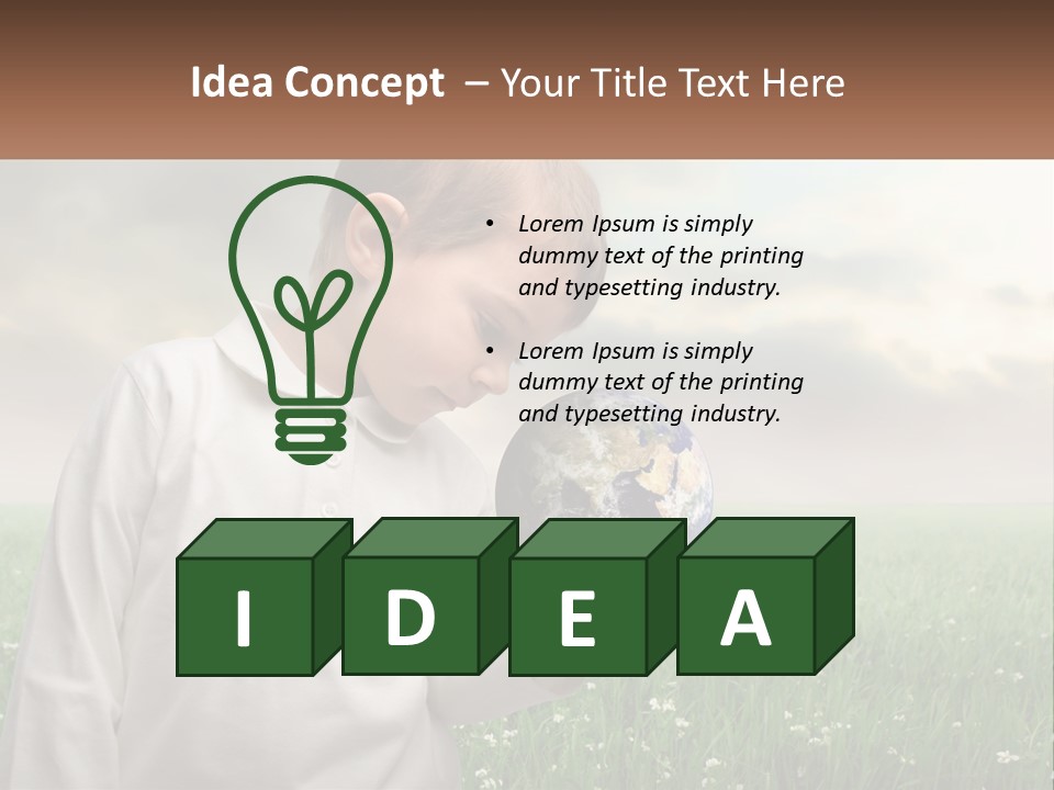 A Young Boy Holding A Globe In His Hands PowerPoint Template