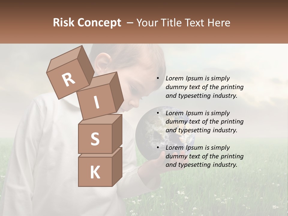 A Young Boy Holding A Globe In His Hands PowerPoint Template