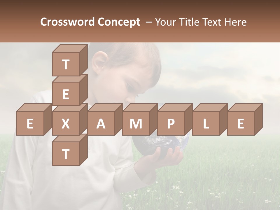 A Young Boy Holding A Globe In His Hands PowerPoint Template