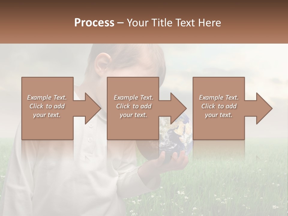 A Young Boy Holding A Globe In His Hands PowerPoint Template