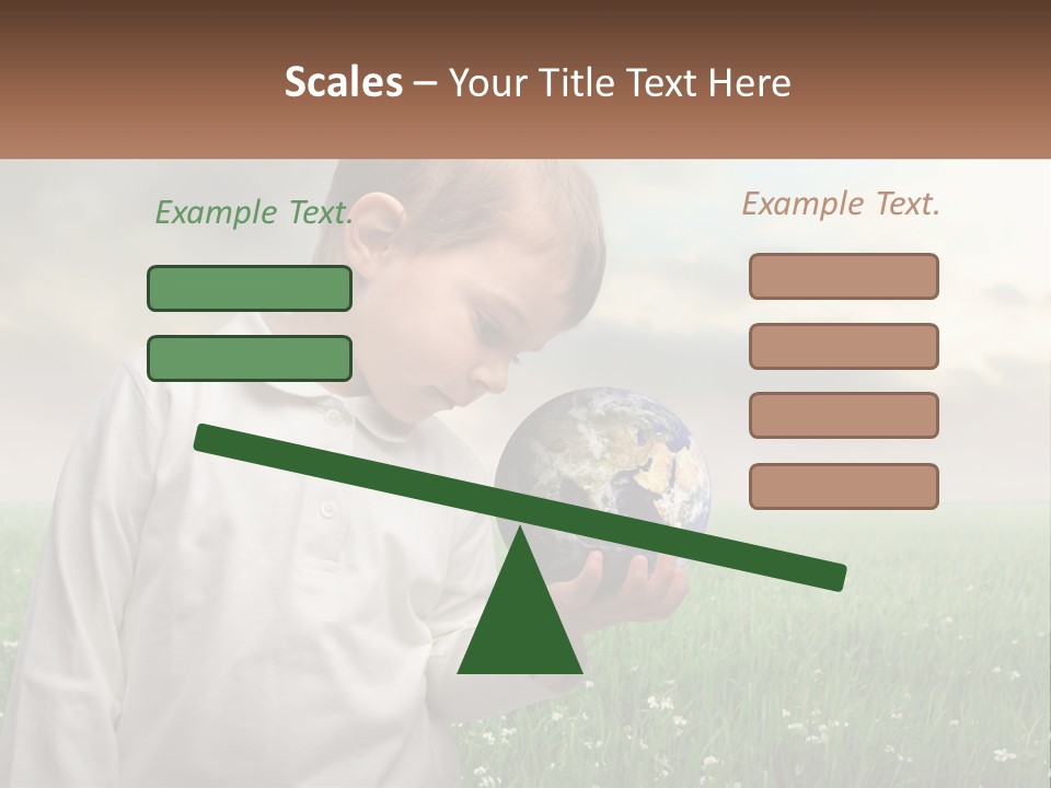 A Young Boy Holding A Globe In His Hands PowerPoint Template