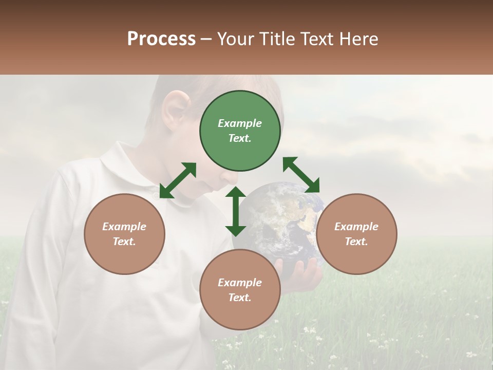 A Young Boy Holding A Globe In His Hands PowerPoint Template