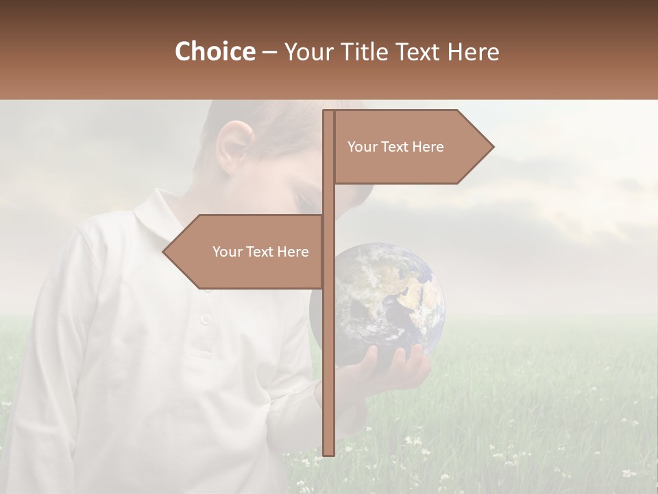 A Young Boy Holding A Globe In His Hands PowerPoint Template