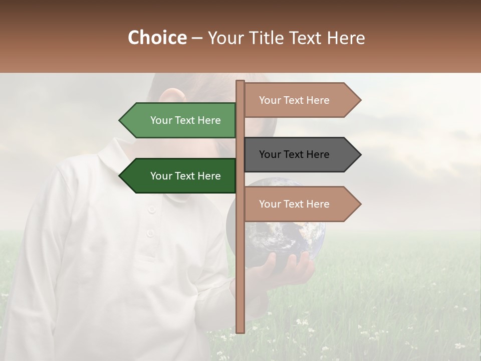 A Young Boy Holding A Globe In His Hands PowerPoint Template