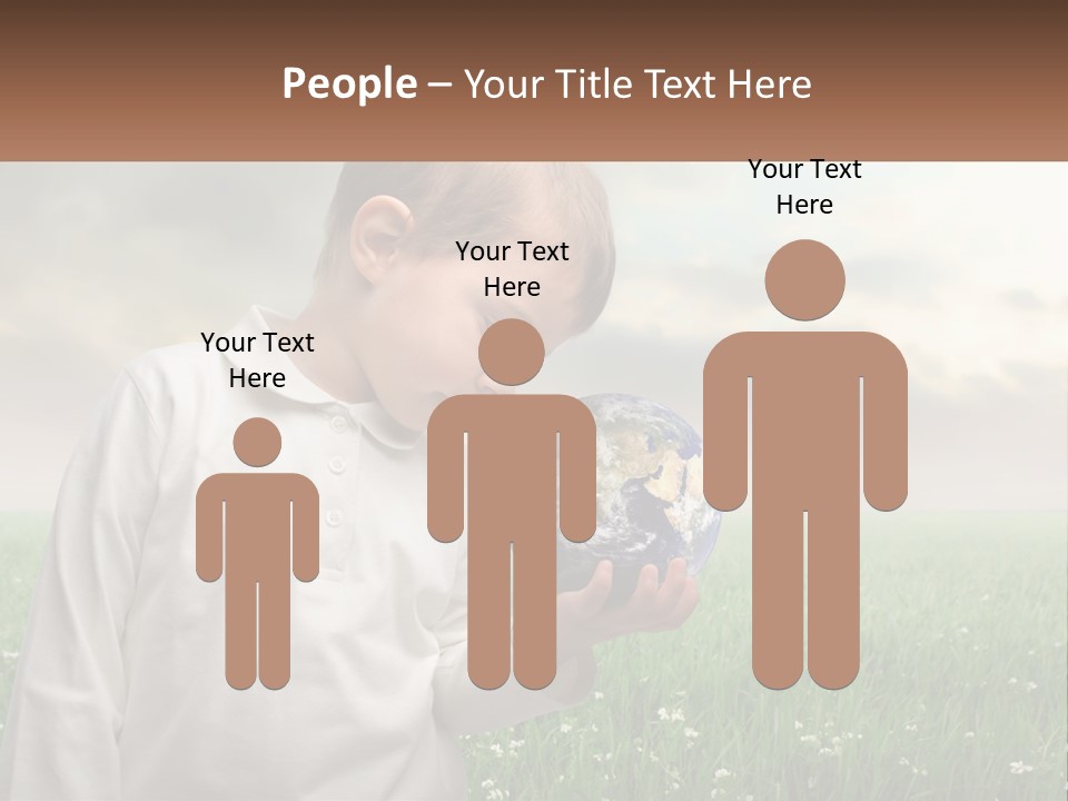 A Young Boy Holding A Globe In His Hands PowerPoint Template