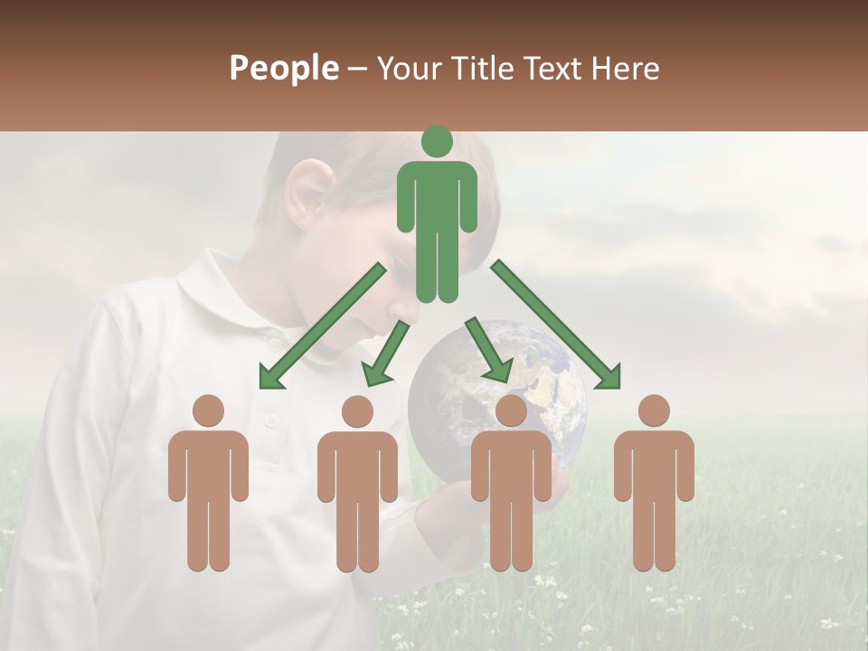 A Young Boy Holding A Globe In His Hands PowerPoint Template