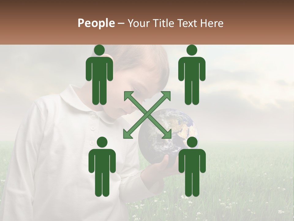 A Young Boy Holding A Globe In His Hands PowerPoint Template