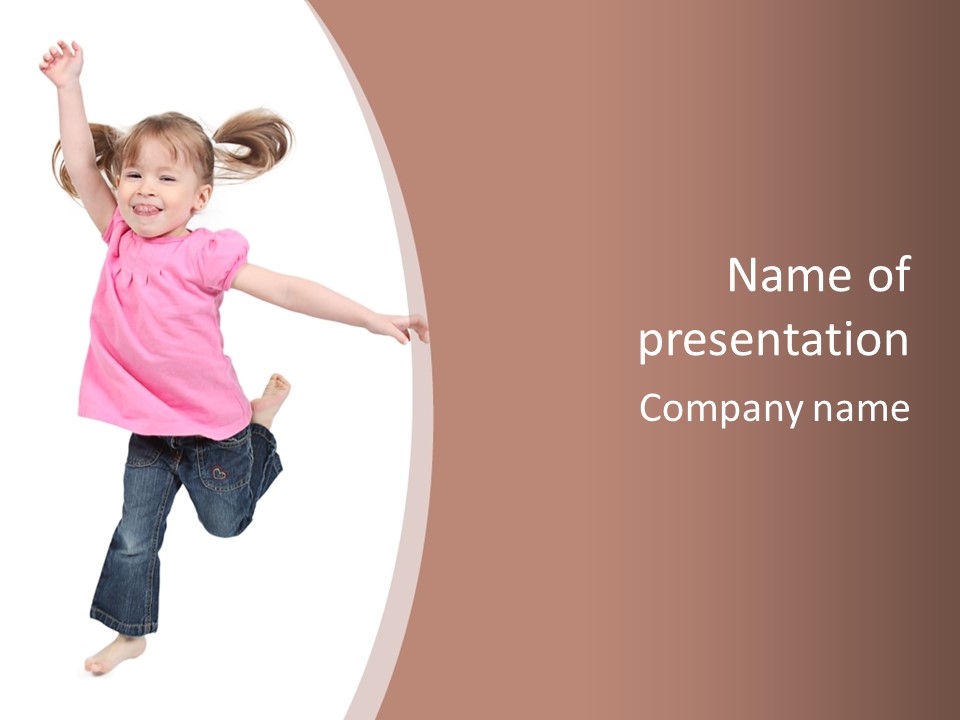 A Little Girl Jumping In The Air With Her Arms In The Air PowerPoint Template