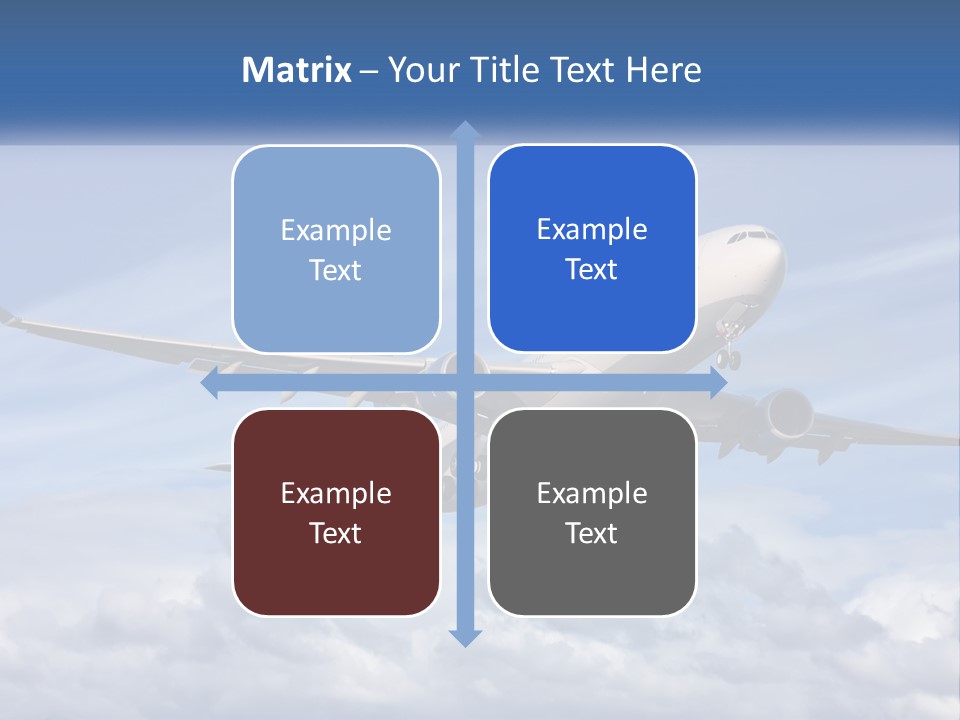 An Airplane Flying In The Sky With Clouds PowerPoint Template