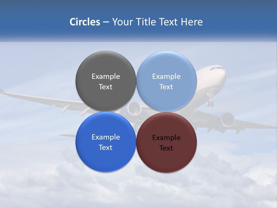 An Airplane Flying In The Sky With Clouds PowerPoint Template