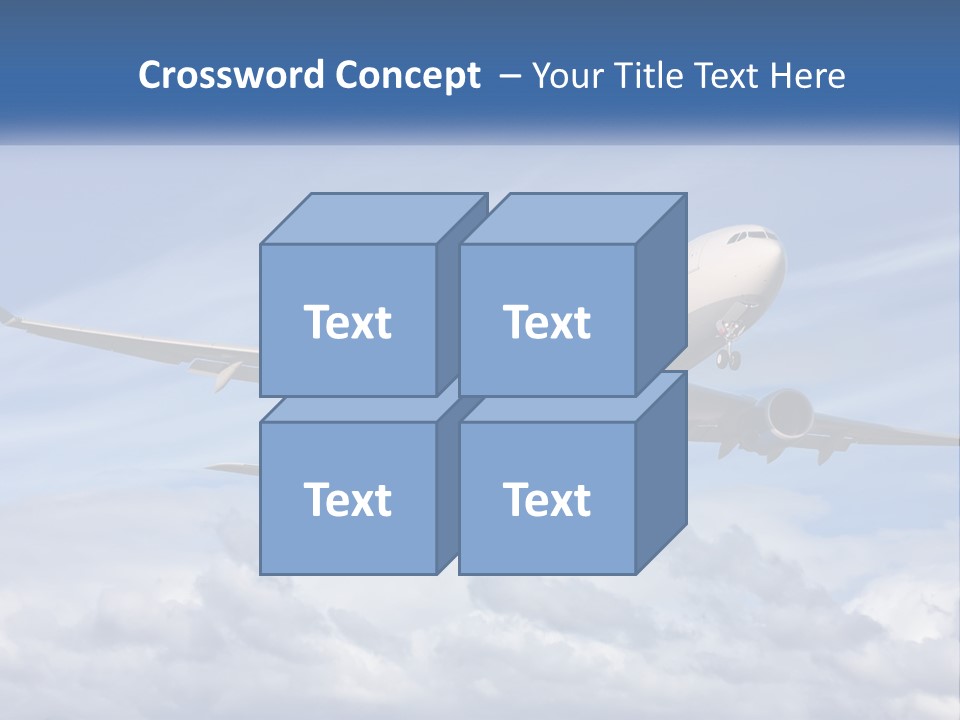 An Airplane Flying In The Sky With Clouds PowerPoint Template