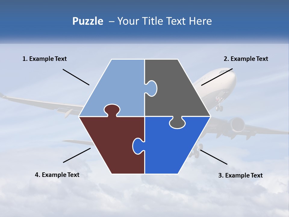 An Airplane Flying In The Sky With Clouds PowerPoint Template